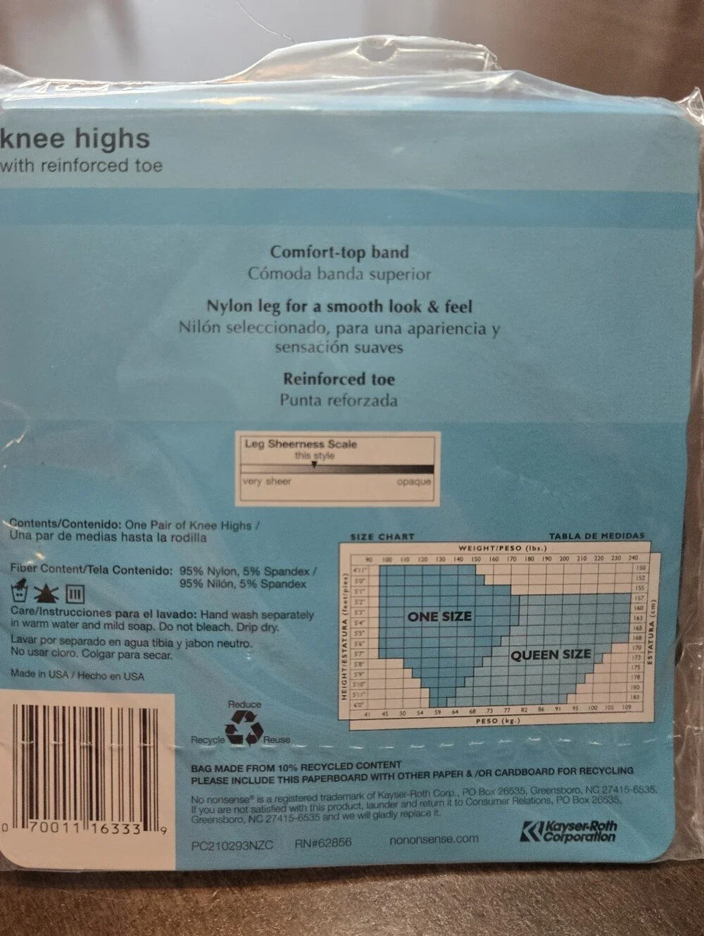 *SALE* New Vintage No Nonsense Knee Highs Black Size Q Reinforced Toe Nylon USA